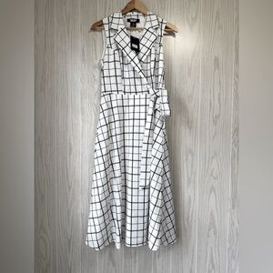 DKNY Midi Dress Women's Size 8 White and Black NWT MSRP $134